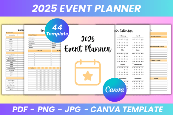 2025 Event Planner Canva Kdp Interior: Your All-in-One, Fully Editable Planning Toolkit