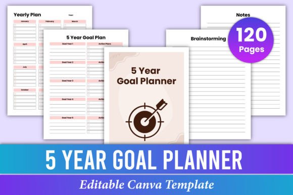 5 Year Goal Planner Canva KDP Interior: Your Flexible, Print-Ready Roadmap to Long-Term Success