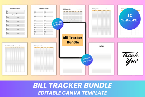 Bill Tracker Bundle Canva KDP Interior