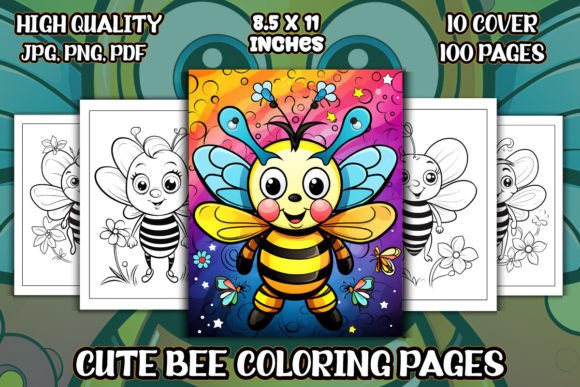 Cute Bee Coloring Pages for KDP Interior