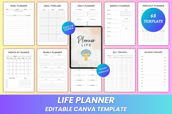 Editable Life Planner Canva KDP Interior
