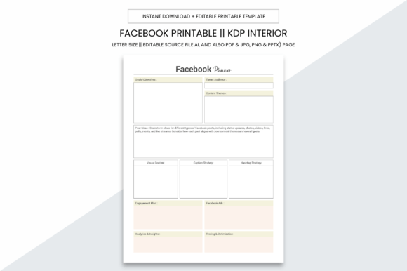 Facebook Planner KDP Interior Printable: Your All-in-One Digital & Print Planning Solution