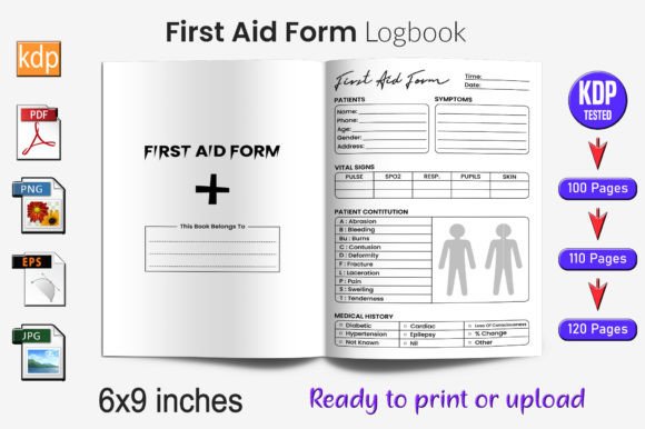 First Aid Form Log Book KDP Interior