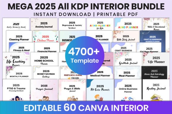 Mega 2025 All KDP Interior Bundle for Canva: Your Complete Editable Planning Toolkit