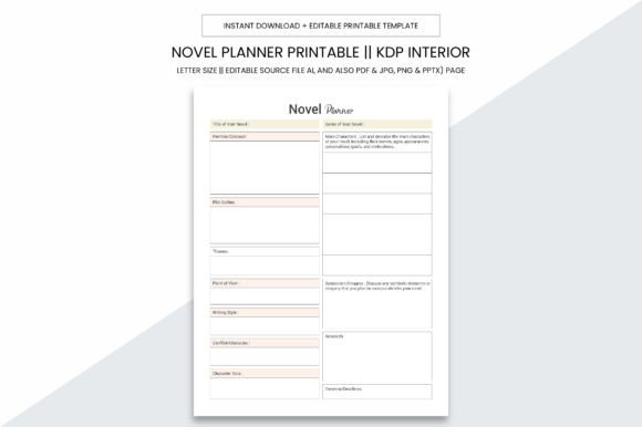 Novel Planner Kdp Interior Printable: Your All-in-One Writing, Planning, and Publishing Companion