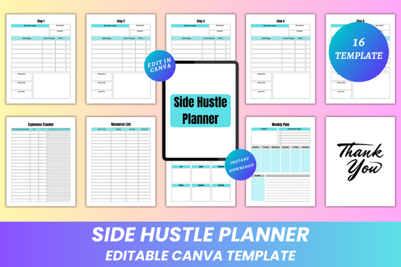 Side Hustle Planner Canva KDP Interior: Your Fully Editable, Print-Ready Roadmap to Side Income Success