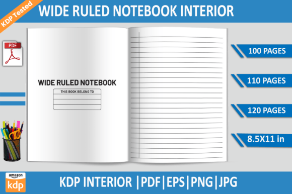 Wide Ruled Notebook KDP Interior: Your All-in-One Printable Design Solution for Amazon Publishing